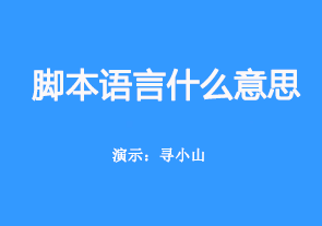 脚本语言什么意思