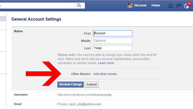 Facebook怎么改名字